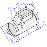 Купить тройник круглого сечения с прямоугольной косой врезкой оптом | ПРОТОРГ