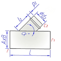 Купить тройник прямоугольного сечения с круглой косой врезкой оптом | ПРОТОРГ