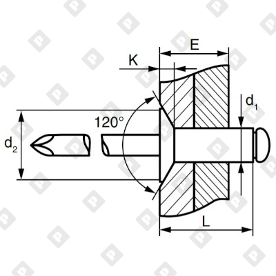 Заклепка вытяжная открытая 4x8 с потайным бортом, алюминий / оц. сталь - №2