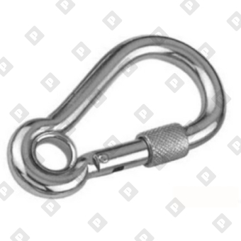 Карабин пружинный с резьбовой предохранительной втулкой и кольцом ART 8232 6x60, нерж. сталь A4 - №1