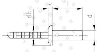 Заклепка вытяжная закрытая ISO 16585 4,8x12 со стандартным бортом, нерж. сталь A2 / нерж. сталь Sst - №4