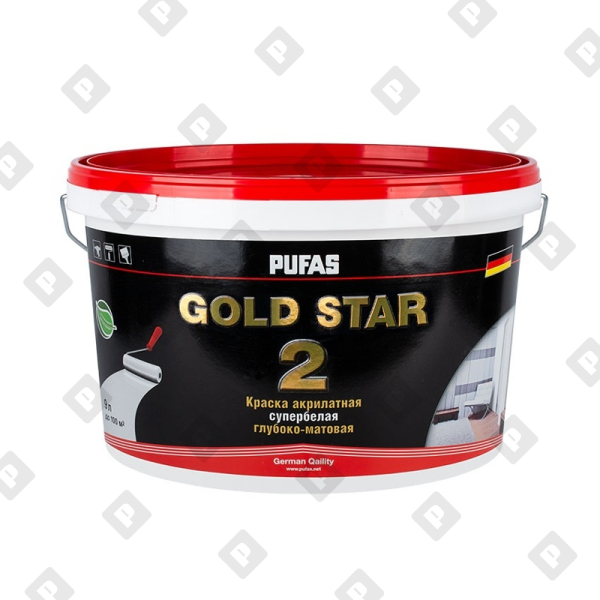 Краска в/д для стен и потолков Pufas GOLD STAR 2 (9 л) - №1