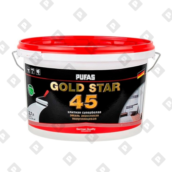 Эмаль акриловая Pufas GOLD STAR 45 супербелая полуглянц. мороз. (2,7 л) - №1
