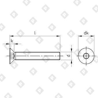 Винт ISO 10642 (DIN 7991) M20x110 с потайной головкой и внутренним шестигранником, нерж. сталь А4 - №2