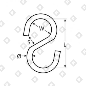 Крючок S-образный 10мм симметричный ART 814070, нерж.сталь А2 - №2