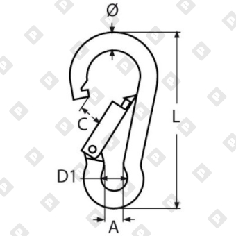 Карабин пружинный с кольцом ART 8250 10x100, нерж. сталь A4 - №2