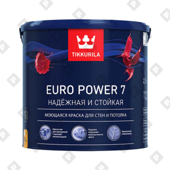 Краска интерьерная моющ. Tikkurila EURO POWER 7 A мат. (2,7 л) - №1