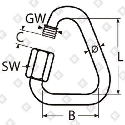 Карабин винтовой дельтавидный ART 8489 10 мм, нерж. сталь A4 - №2