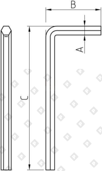 Ключ L-образный  шестигранный DIN 911, внутренний SW8, оц. сталь - №2