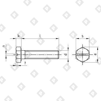 Болт DIN 933 SZ M3x5 с шестигранной головкой, прямым шлицем и полной резьбой, нерж. сталь A2 - №3